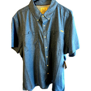 Tall Wood shirt Mens size xxl Henley Bl;ue‎ short sleeve  soft  NWT